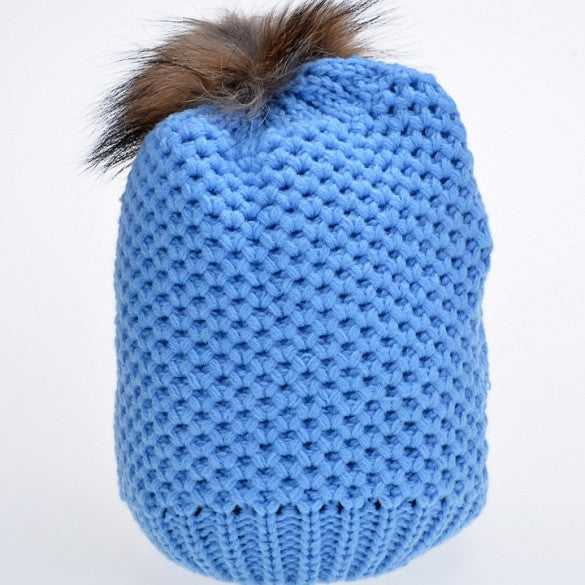 New Fashion Women's Stylish Knit Faux Fur Warm Cap Hat