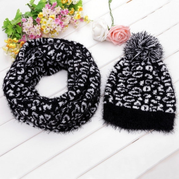 Women's Pattern Knit Winter Warm Ski Skating Cap Hat + Scarf Set - Oh Yours Fashion - 2
