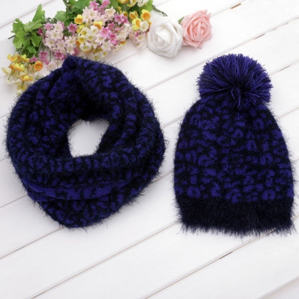 Women's Pattern Knit Winter Warm Ski Skating Cap Hat + Scarf Set - Oh Yours Fashion - 5