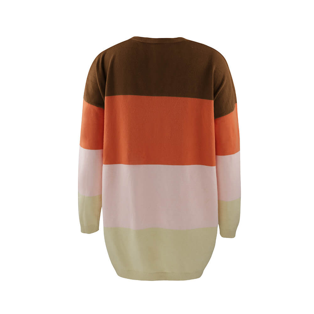 Knitted Colorblock Oversized Cardigan
