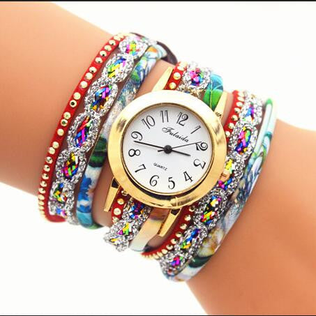 Colorful Print Multilayer Bracelet Watch