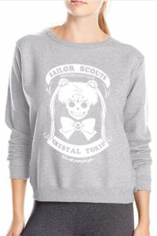 Skull Print Round Collar Long Sleeves Regular Sweatshirt