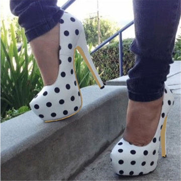 Sexy Polka Dot Stiletto Heel High Platform Heel Shoes