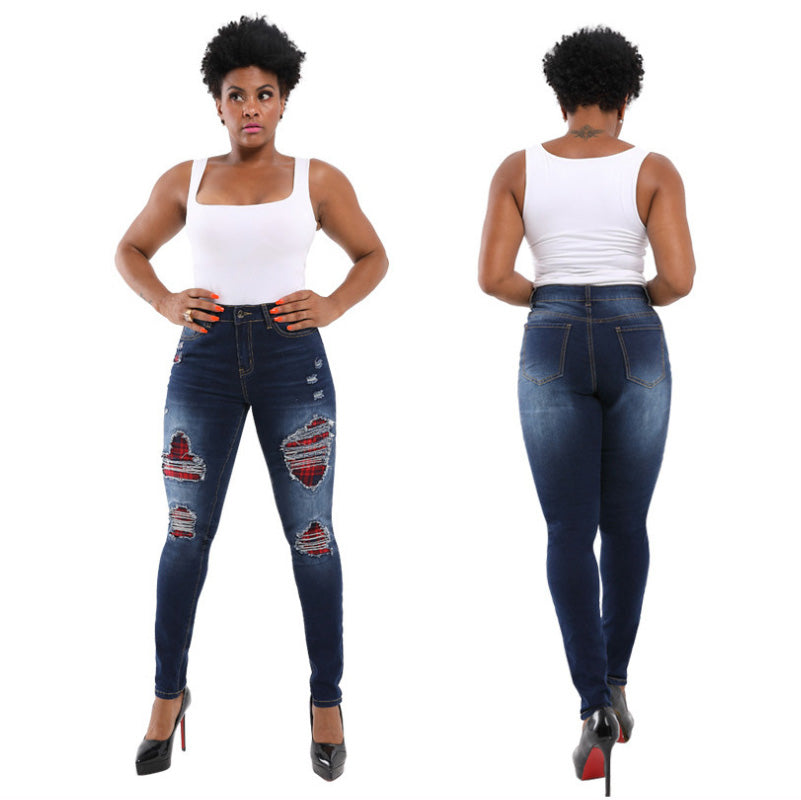 Ripped Bodycon High Waist Stretch Jeans Pants