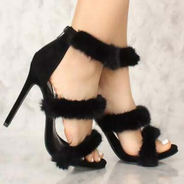Summer Fur High Heel Dress Sandals