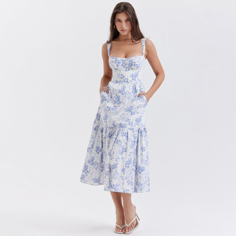 Floral Print Dress | Camisole Dress | Pleated Lace Dress