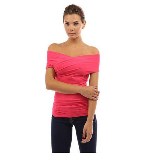 Strapless Cross Over Sheath Pure Color Sexy Blouse