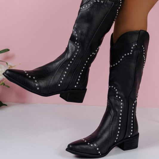 American Vintage Over-the-Knee Rivet Studded Riding Boots