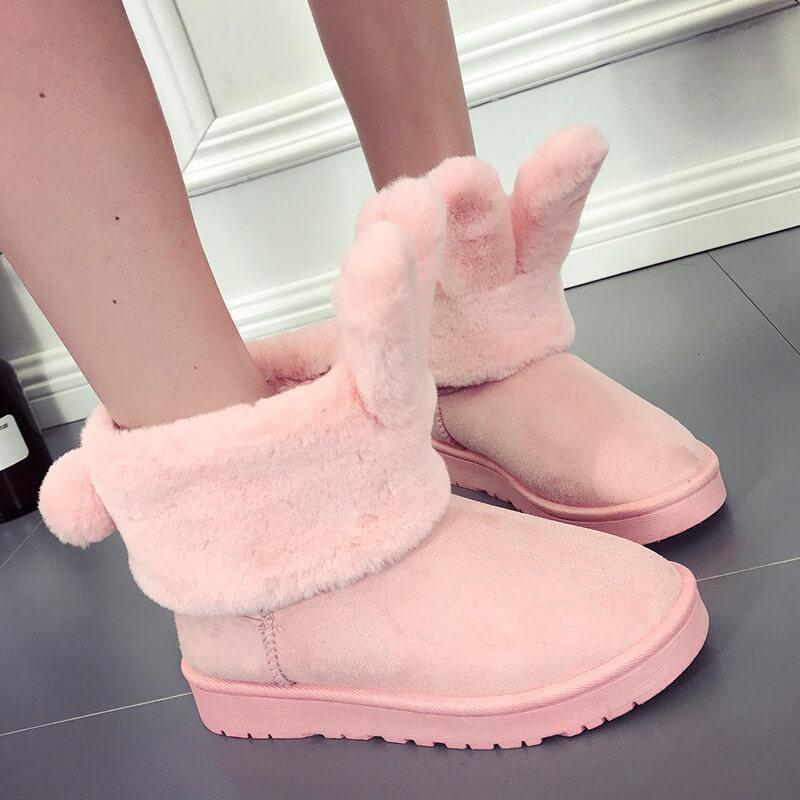 Snow Fur Cute Leather Boots