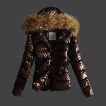 Faux Leather Hooded Metallic Puffer Jacket