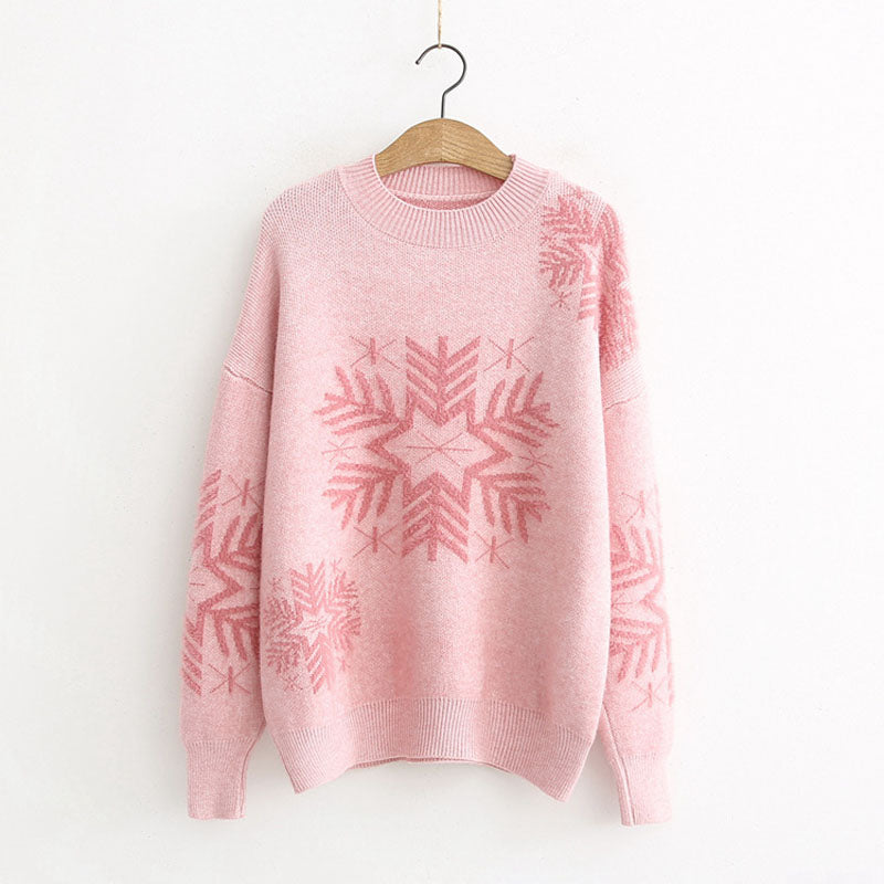 Snowflake Pattern Knitting Christmas Sweater
