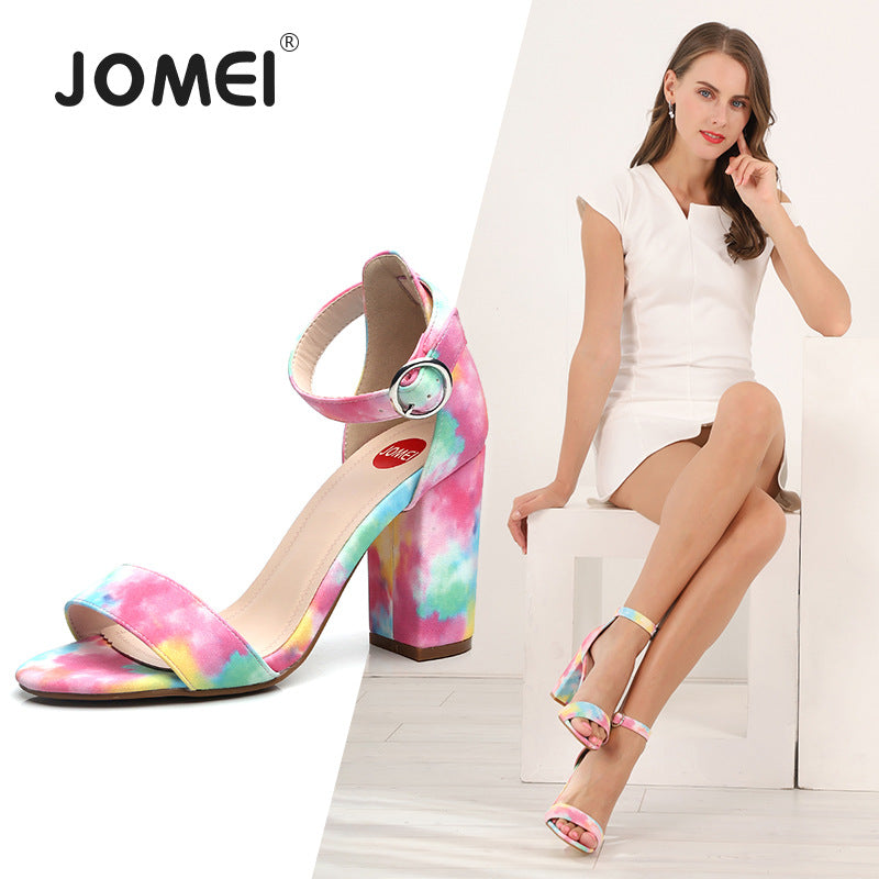 Summer New Arrival Stylish Colorful Buckle High Heels Sandals