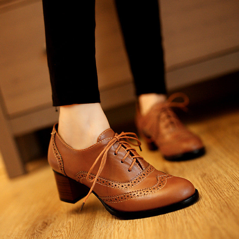 British Style Carved Classy Lace up Oxford Shoes - MeetYoursFashion - 1