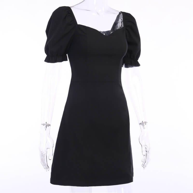 Puff Sleeve Square Neck Tight Dress