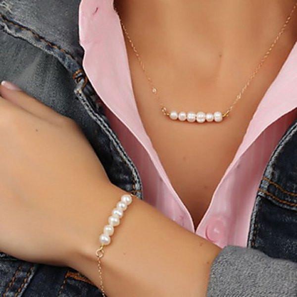 Stylish Faux Pearl Necklace And Bracelet For Women - MeetYoursFashion - 2