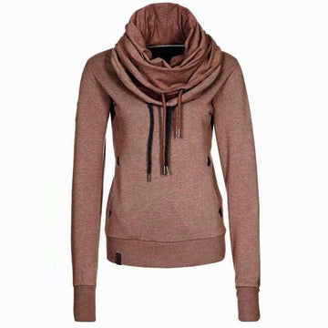 Clearance Cowl Neck Solid Color Womens Sweatshirt Hoodie