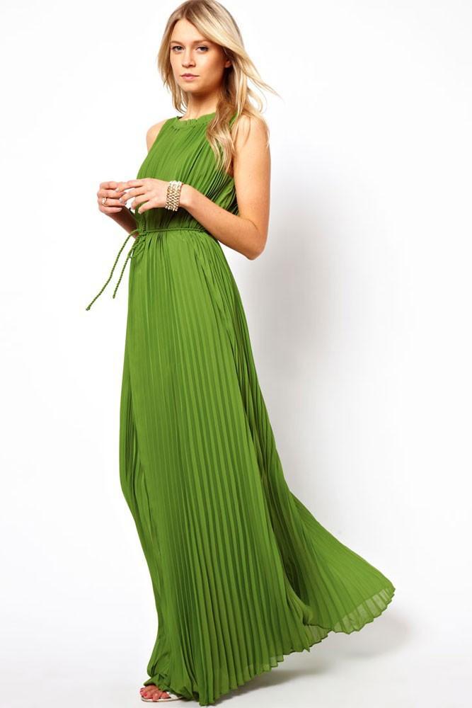 Floor-length Pleated Sleeveless Scoop Prom Dress - Meet Yours Fashion - 2