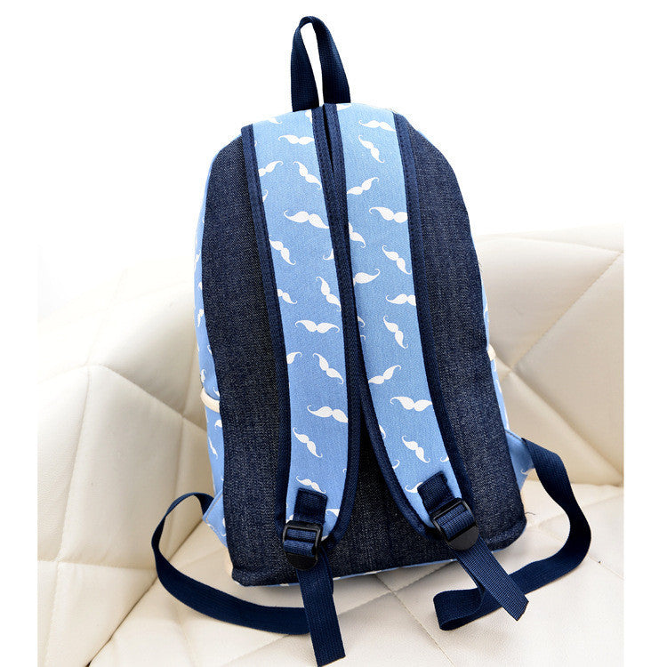Mustache Print Fashion Backpack School Bag - Meet Yours Fashion - 8