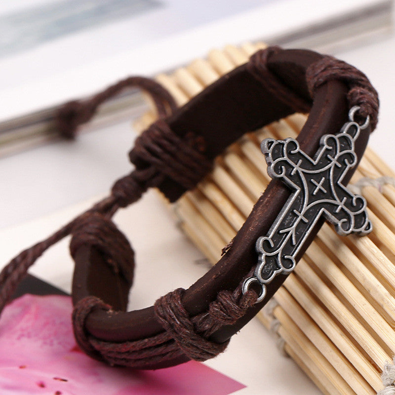 New Alloy Cross Woven Bracelet