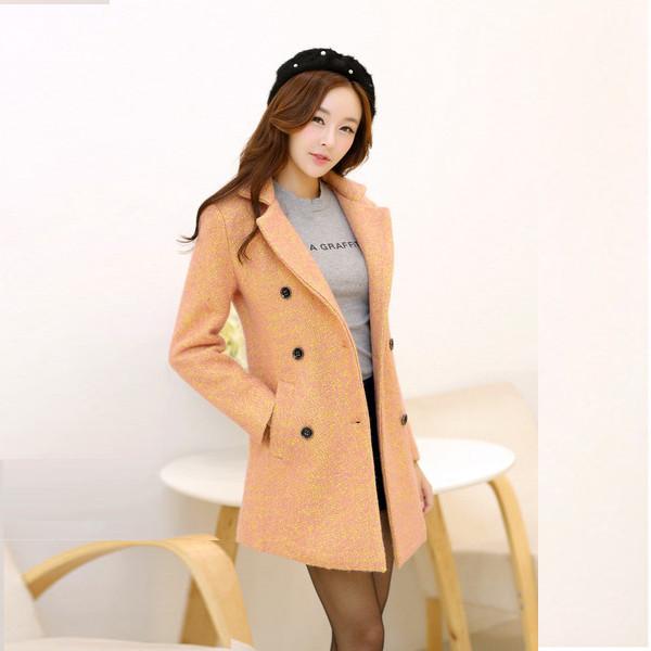 Turn Down Collar Double Breasted Long Woolen Coat - Meet Yours Fashion - 1