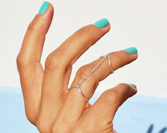 Sexy Multi-Finger Double V Shape Ring