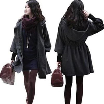Hooded Belt Slim Thick Wool Long Sleeves Mid-length Coat - Meet Yours Fashion - 2