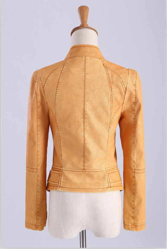 Zipper Pockets Lapel Crop Slim Jacket - Meet Yours Fashion - 7