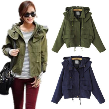 Hooded String Belt Plus Size Casual Loose Coat - Meet Yours Fashion - 3