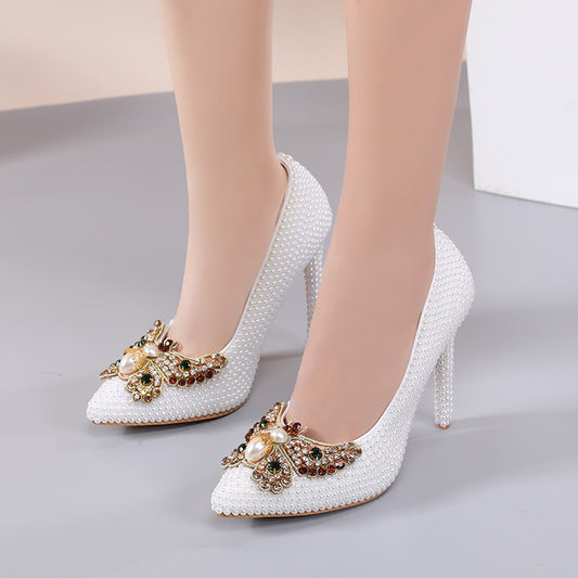 New Arrival Pearl Pointed Toe Women's Stiletto Heels Shoes