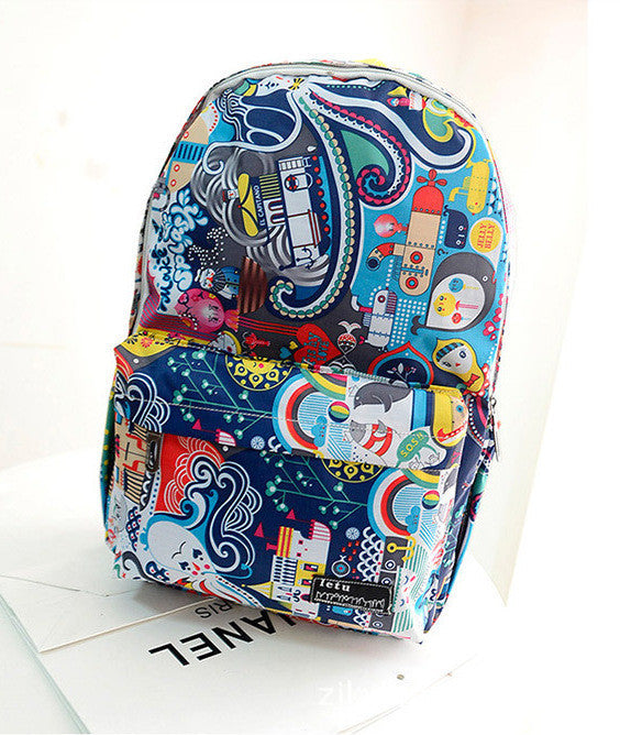Graffiti Style Fashion Canvas School Backpack Bag - Meet Yours Fashion - 2