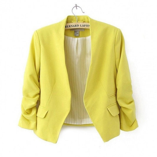 Stylish Women OL Candy Color Thin Suite Outerwear 3/4 sleeve Coat Mini Blazer