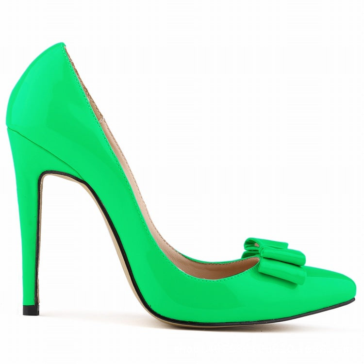 Elegant and Versatile Candy Colored Butterfly Pointed Toe Stiletto Women's Single Shoes