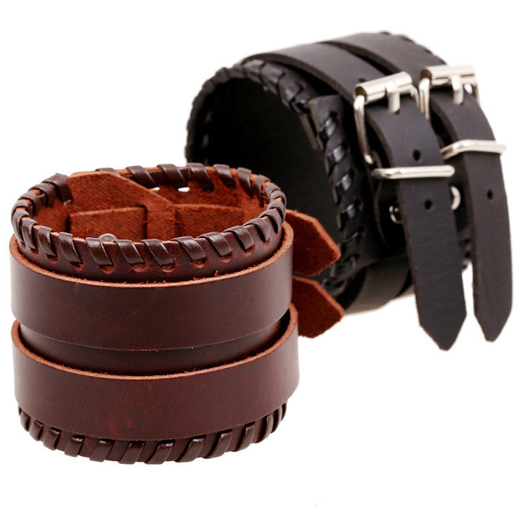 Personality Wide Strap Leather Bracelet