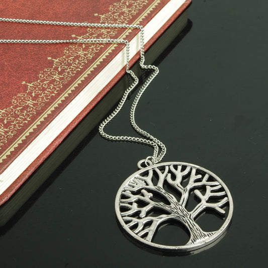 Exaggerated Tree Pendant Long Cloth Chain Nacklace