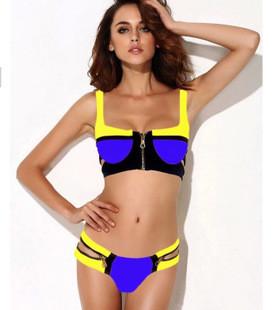 Cut Out Spaghetti Strap Zipper Low Waist Bikini Set Swimwear - Meet Yours Fashion - 6