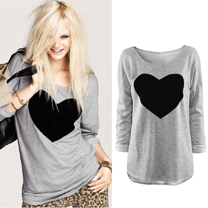 2016 Heart Pattern Long Sleeve T-Shirt - Meet Yours Fashion - 2
