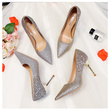 Pointed Toe Glitter Stiletto Wedding Shoes