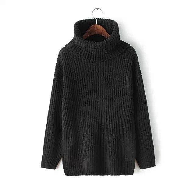Lapel Pullover Loose High Collar Solid Sweater - Meet Yours Fashion - 5