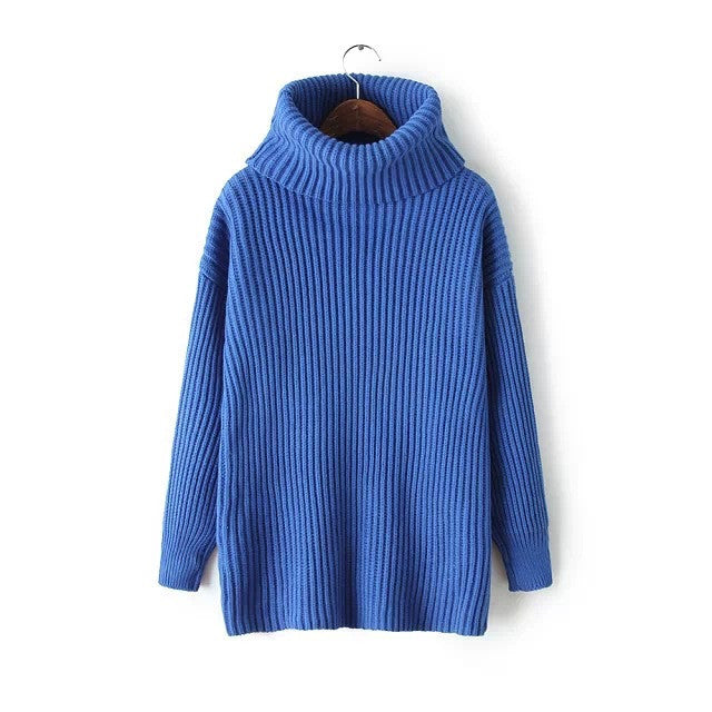 Lapel Pullover Loose High Collar Solid Sweater - Meet Yours Fashion - 3