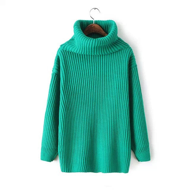 Lapel Pullover Loose High Collar Solid Sweater - Meet Yours Fashion - 12