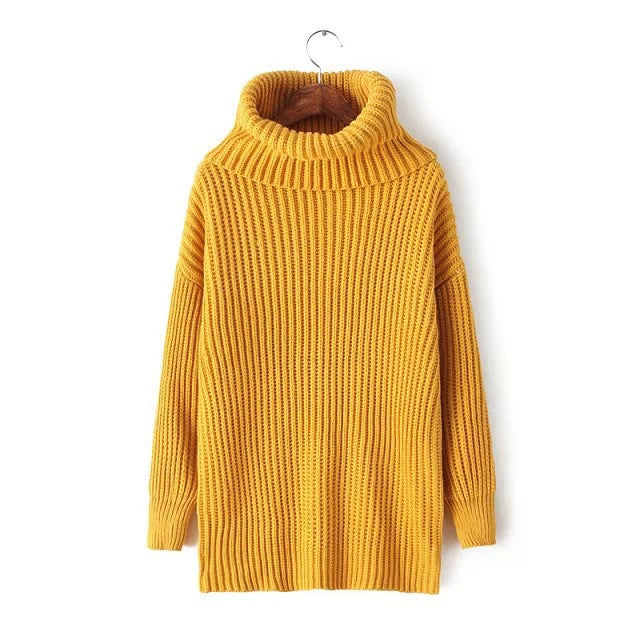 Lapel Pullover Loose High Collar Solid Sweater - Meet Yours Fashion - 13