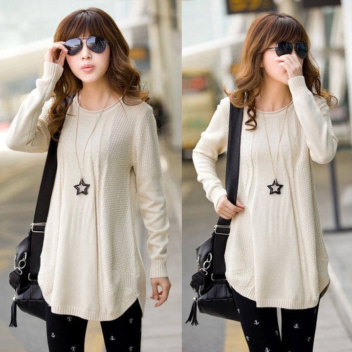 Women's Loose Knit Pullover Sweater - MeetYoursFashion - 2