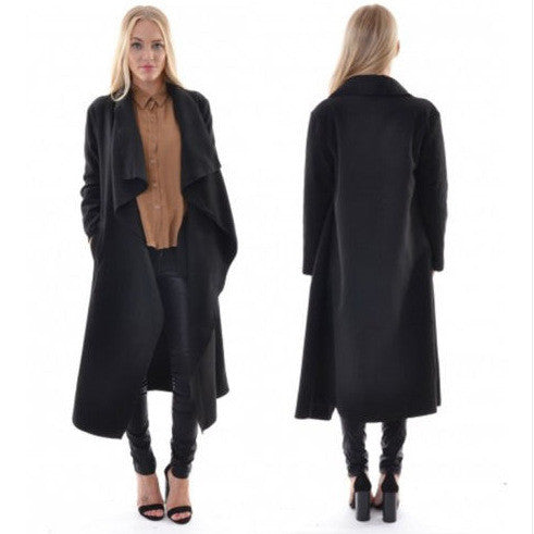 Cardigan Solid Asymmetric Neck Long Coat - Meet Yours Fashion - 4