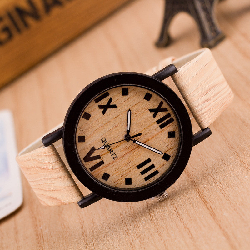 Popular Wood Grain Print Strap Watch