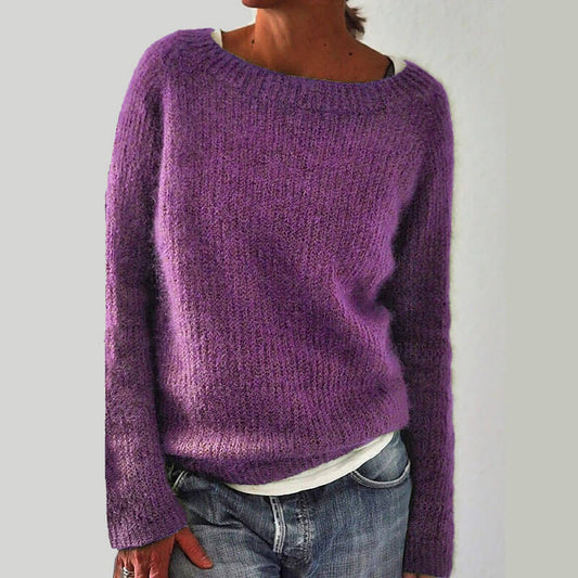 Simple Scoop Neck Soild Sweater