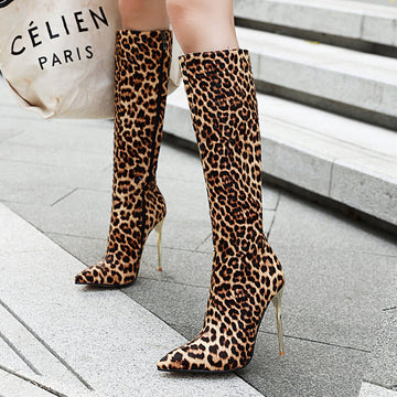 Fashion Sexy Thin Heel Women's Pointed Knee Long  Boots