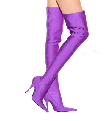 High heeled pointed dance shoes multicolor custom knee stretch boots