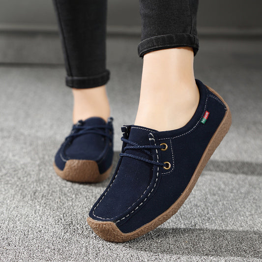 Autumn and Winter Soft Sole Lace Up Comportable Casual Flats