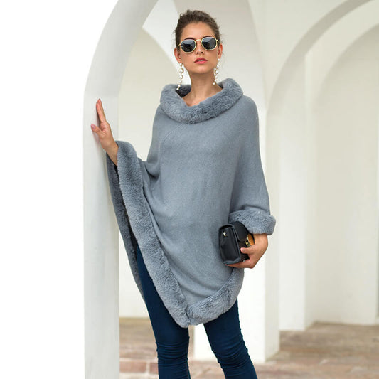 Shawl Pure Color Long Sleeve Sweater