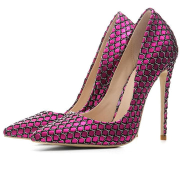 Party Fabric Plaid Pointed Toe Stiletto Heel Pumps
